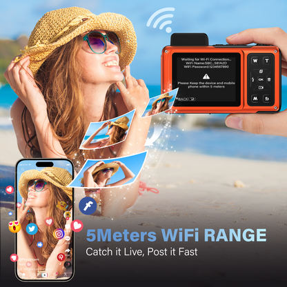 Maxmango V08Pro 8K WiFi 15m/49FT Underwater Digital Camera Dual-Screen Waterproof Camera