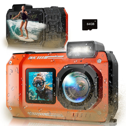 MaxMango 8K Underwater Digital Camera 70MP Dual-Screen Waterproof Camera