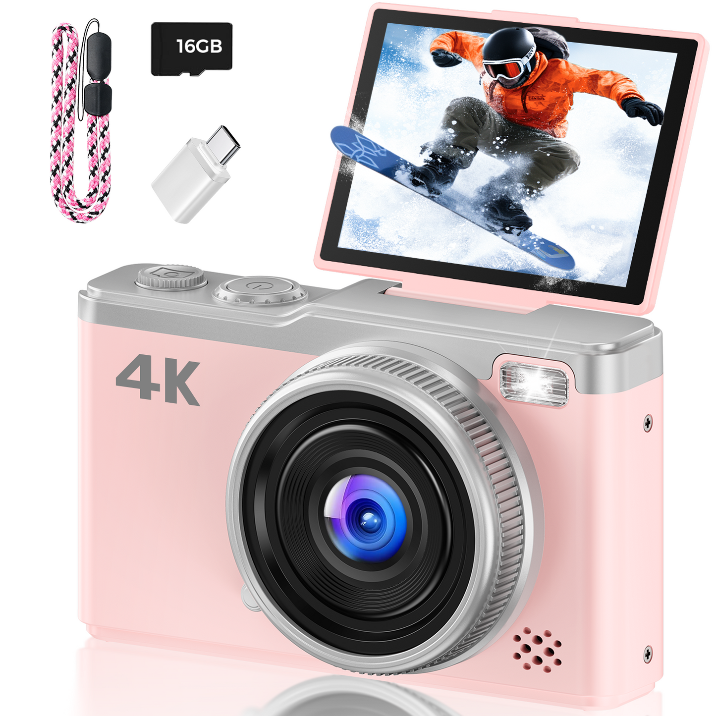 MaxMango 64MP Digital Camera with 180° Flip Screen Vlogging Camera