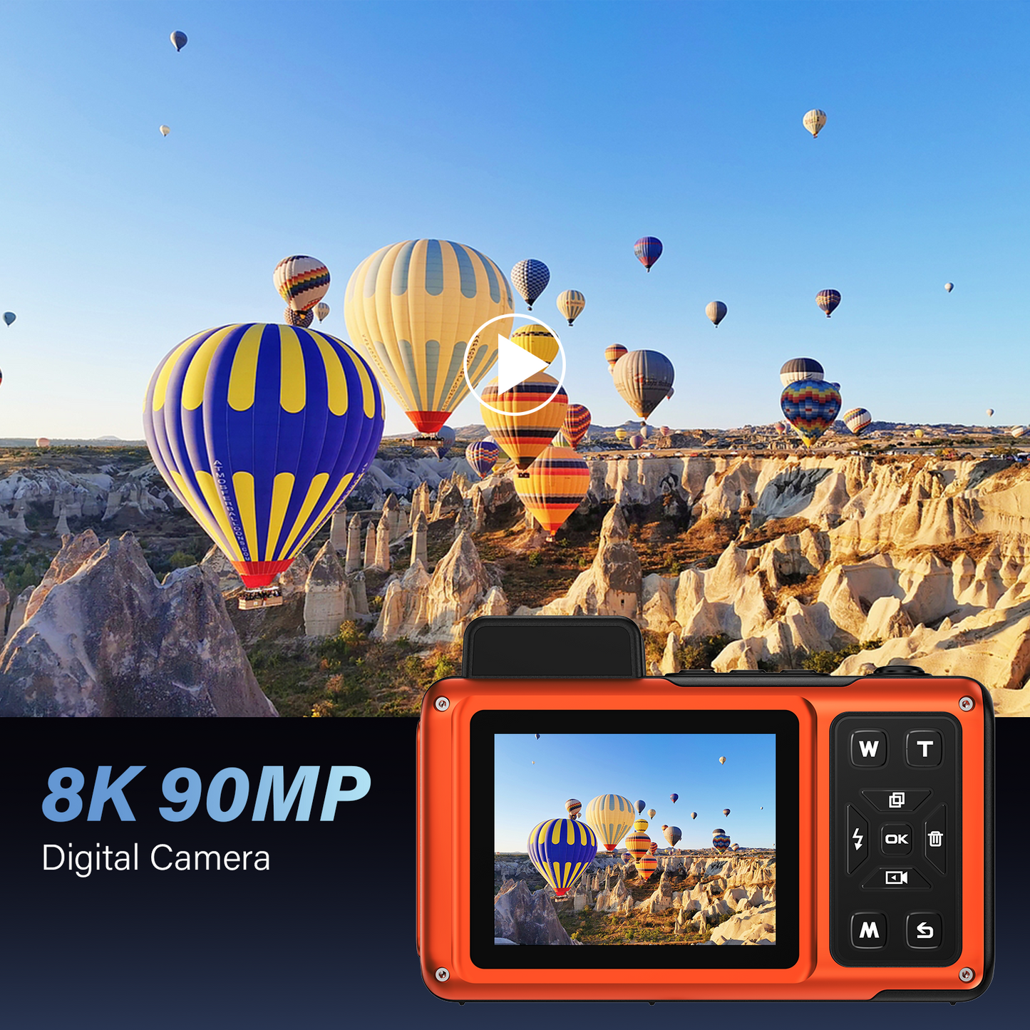 Maxmango V08Pro 8K WiFi 15m/49FT Underwater Digital Camera Dual-Screen Waterproof Camera