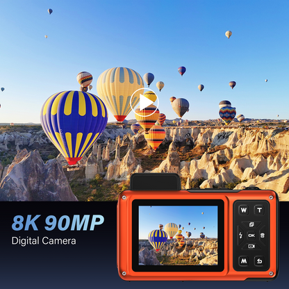 Maxmango V08Pro 8K WiFi 15m/49FT Underwater Digital Camera Dual-Screen Waterproof Camera
