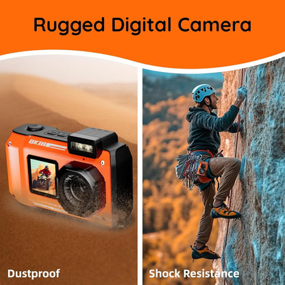 MaxMango 8K Underwater Digital Camera 70MP Dual-Screen Waterproof Camera