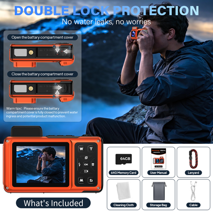 Maxmango V08Pro 8K WiFi 15m/49FT Underwater Digital Camera Dual-Screen Waterproof Camera