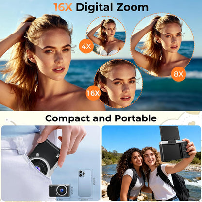 MaxMango 64MP Digital Camera with 180° Flip Screen Vlogging Camera