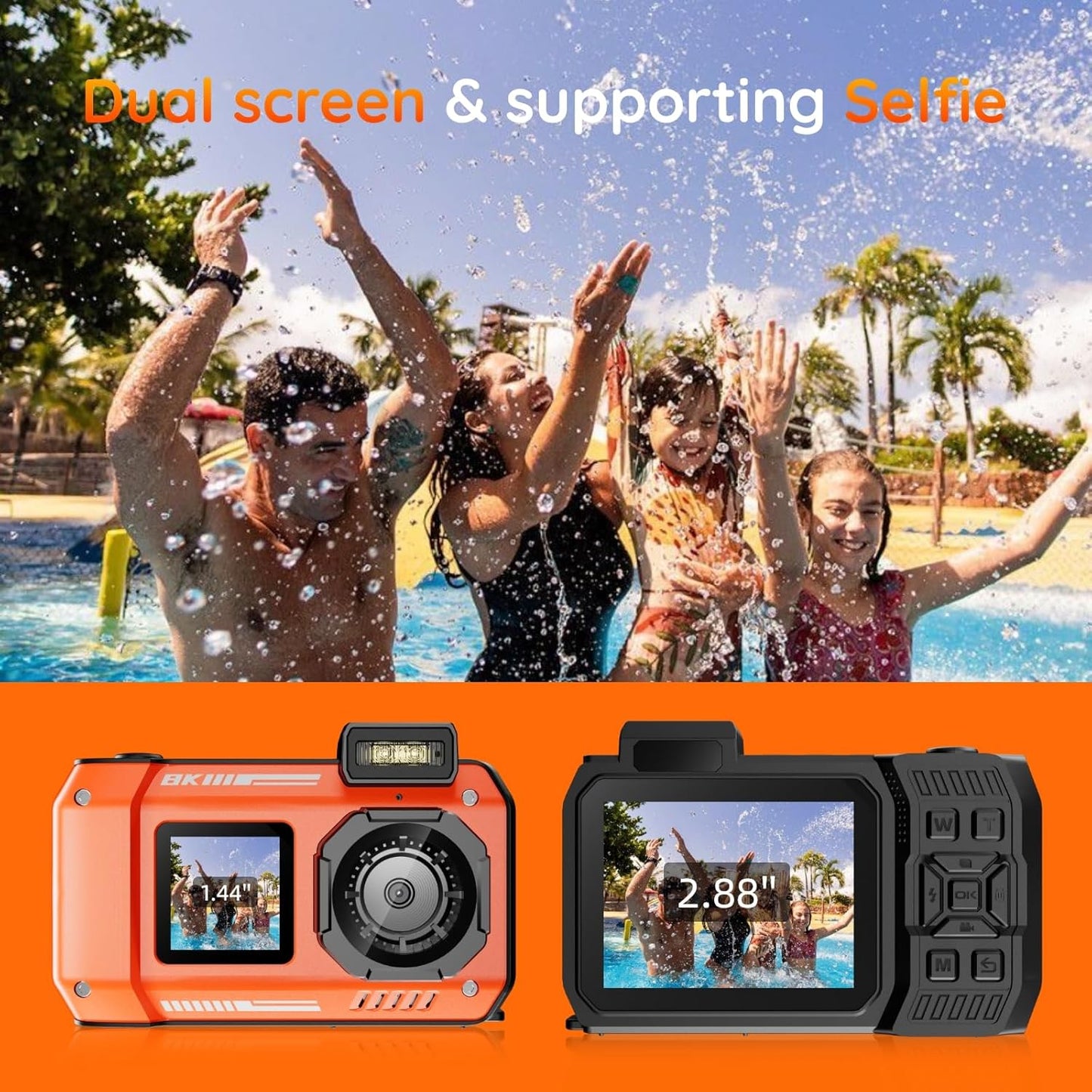 MaxMango 8K Underwater Digital Camera 70MP Dual-Screen Waterproof Camera