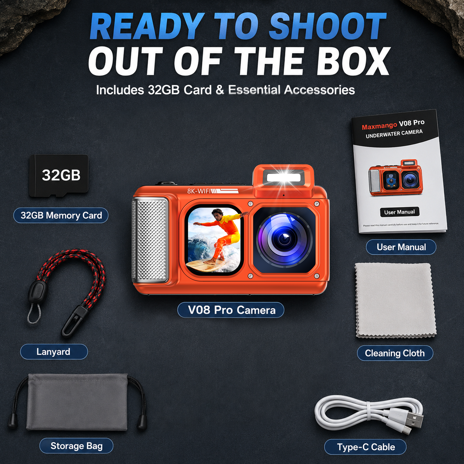 Maxmango  V08Pro Underwater Camera