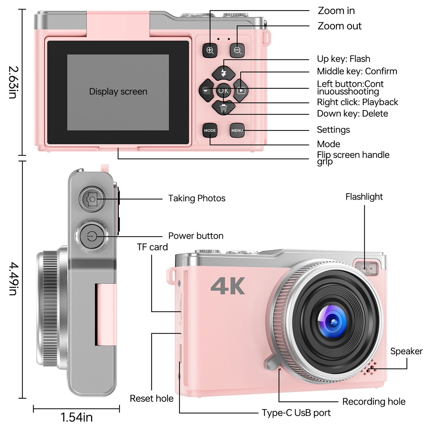 MaxMango 64MP Digital Camera with 180° Flip Screen Vlogging Camera